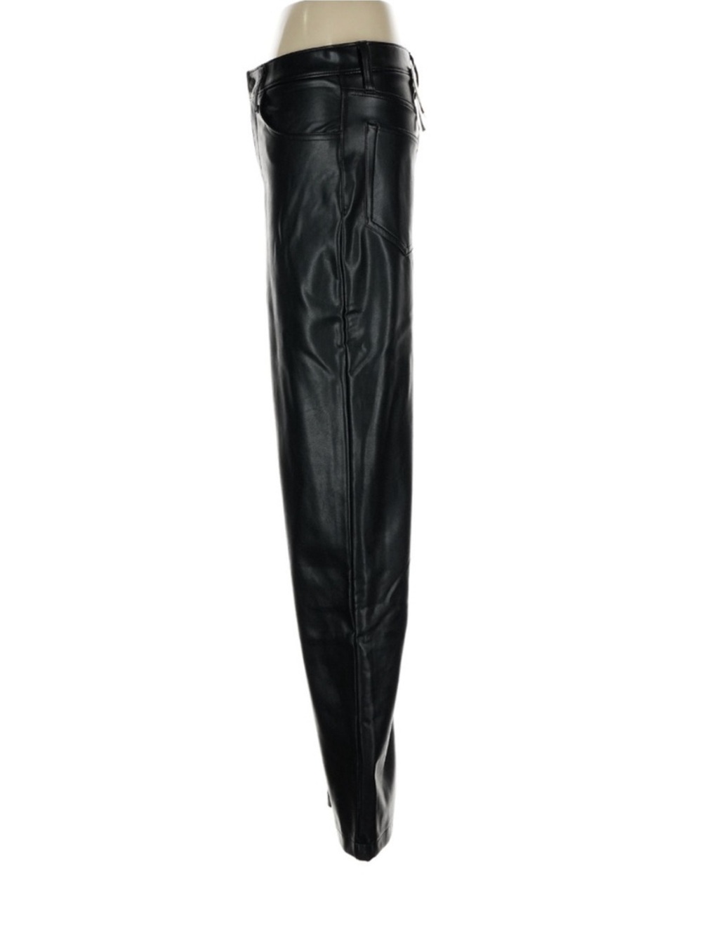Abercrombie 90s Straight Vegan Leather Pants High Rise Black Short 27 NWT - Picture 5 of 7